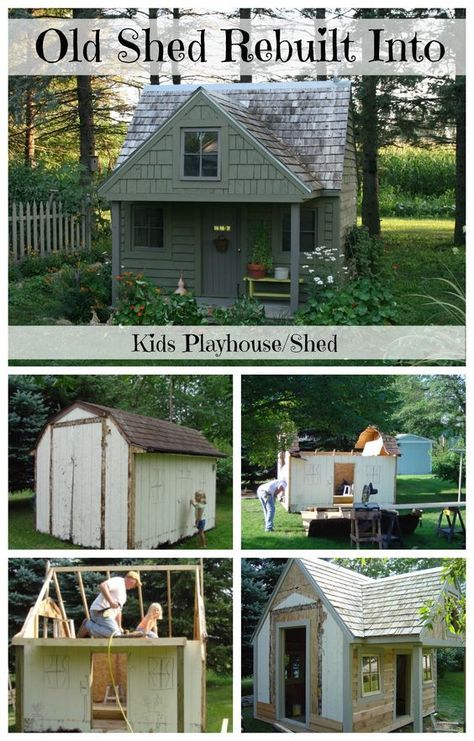 7e7d18b892e048f2c09758b7b91d7b60 Playhouse Shed, Kids Shed, House With Loft, Play House Ideas, Shed Playhouse, Playhouse Ideas, Playhouse Outdoor, Loft House, Kids Playhouse