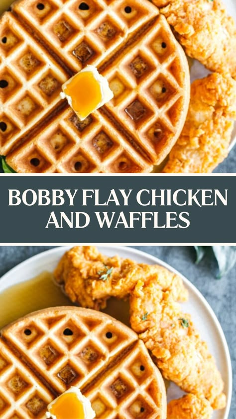 Bobby Flay Chicken And Waffles Buttermilk Chicken And Waffles, Chicken And Waffle Recipe, Healthy Chicken And Waffles, Chicken And Waffles Recipe Air Fryer, Bobby Flay Fried Chicken Recipe, Bobby Flay Waffle Recipe, Baked Chicken And Waffles Recipe, Spicy Chicken And Waffles Recipe, Best Chicken And Waffles Recipe