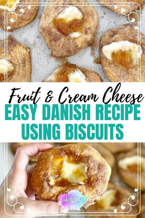 Easy Fruit and Cream Cheese Danish Recipe | Lake Life State of Mind Canned Biscuit Cream Cheese Danish, Grands Biscuit Recipes Dessert, Grand Biscuit Recipes, Filling Breakfast Recipes, Fruit And Cream, Cream Cheese Danish Recipe, Cheese Danish Recipe, Danish Recipe, Breakfast Cheese