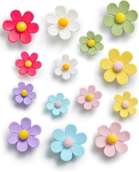 Amazon.com: Mymazn Fridge Magnets Cute Refrigerator Magnets Colorful Decorative Magnets Funny 3D Flower Magnets for Office Kitchen Locker 14PCS (7 Small+7 Large) : Home & Kitchen Cute Refrigerator, Clay Art For Kids, Decorative Magnets, Cute Small Drawings, Locker Magnets, Foam Clay, Flower Magnets, Fridge Door, Small Drawings