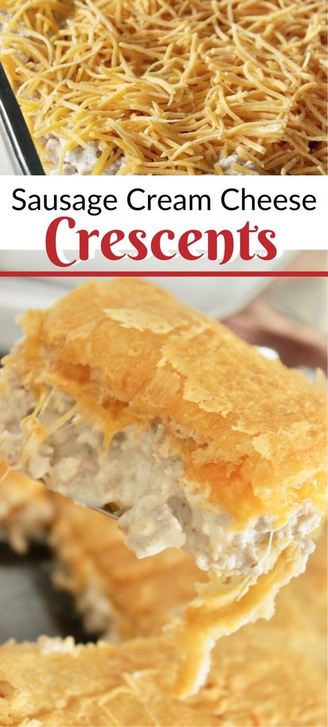 Crescent Roll Appetizers Cream Cheese, Sausage Cream Cheese Crescent Rolls, Sausage Cream Cheese Crescents, Sausage Crescent, Sausage Crescents, Sausage Crescent Rolls, Crescent Roll Bake, Crescent Roll Casserole, Crescent Roll Appetizers