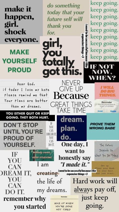 Wallpaper Ideas Motivation, Motivation Wall Aesthetic, Study Motivational Wallpaper Aesthetic, Dream Thoughts Motivation, Motivated Wallpaper Study, Positive Thought Wallpaper, Collage Life Quotes, Study Motivation Journal, Study Notes On Wall