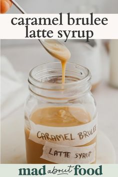 Make Starbucks Caramel Brulee Latte Syrup with this simple recipe. Then, save time and money by making your favorite holiday latte at home! Starbucks Carmel Brûlée Recipe, Creme Brulee Syrup Recipe, Copycat Caramel Brulee Latte, Diy Hazelnut Syrup, Creme Brulee Coffee Syrup, Maple Brown Sugar Coffee Syrup, Holiday Coffee Syrup, Starbucks Creme Brulee Latte, How To Make Caramel Syrup