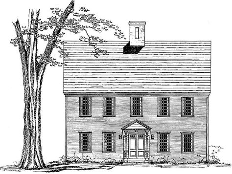 Salt Box House Plans, New England Colonial House Plans, New England Colonial House, Cape House Exterior, Saltbox House Plans, Colonial House Floor Plans, House With Front Porch, Classic Colonial Homes, Manor Floor Plan