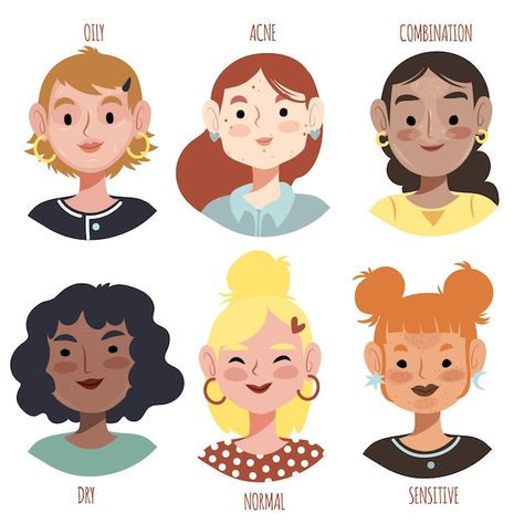 Hand-drawn skin types illustration | Premium Vector #Freepik #vector #skin-type #hand-drawn-people #illustration-set #human-illustration Skin Color Illustration, Cartoon Skin Color, Human Illustration People, Skin Types Illustration, Skin Illustration, Vector Art Illustration Graphics, Theme Park Map, Drawn People, Avatar Outfits