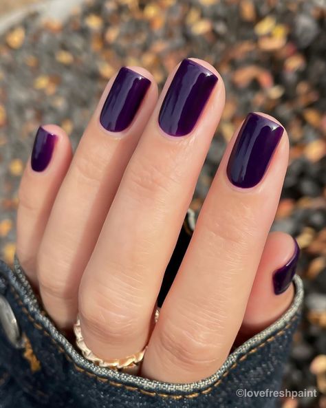 Nail Square, Purple Gel Nails, Dark Purple Nails, Plum Nails, Violet Nails, Casual Nails, Nails Square, Dark Nails, Dipped Nails