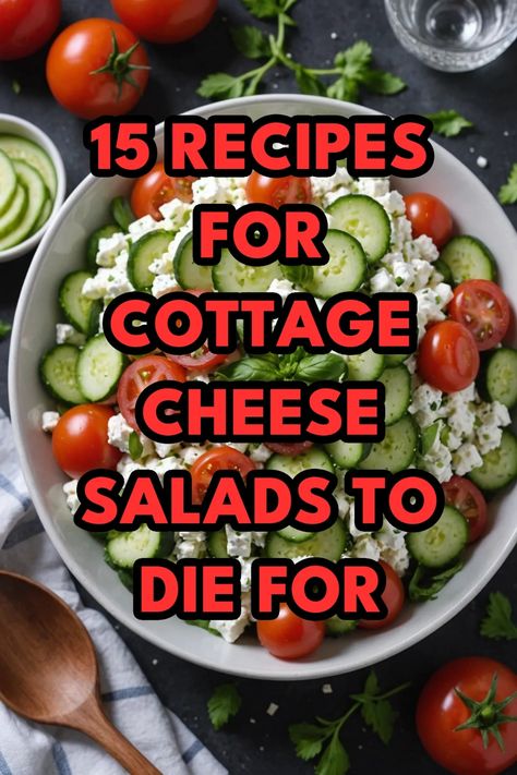 A photo of a cottage cheese salads Cottage Cheese Veggie Salad, Jello Salads With Cottage Cheese, Cottage Salad Recipes, Things To Mix With Cottage Cheese, Cottage Cheese With Tomatoes, Cottage Cheese Bento Lunch, Cucumber Salad With Cottage Cheese, Cottage Cheese Salad Recipes Veggies, Cottage Cheese Egg Salad Avocado