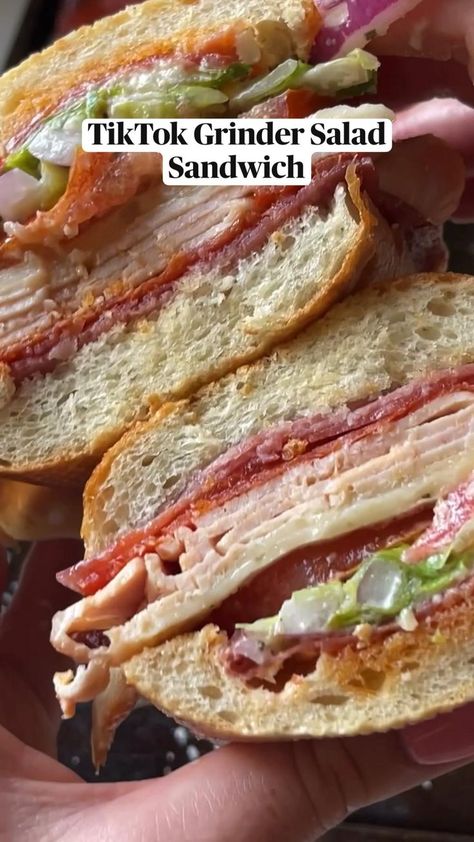 Italian Grinder Salad Sandwich - TikTok Viral Recipe! in 2022 | Lunch recipes, Cooking recipes, Recipes Italian Grinder Salad Sandwich, Grinder Salad Sandwich, Italian Grinder Salad, Italian Grinder, Grinder Salad, Lunch Dishes, Italian Lunch, Tiktok Viral, Salad Sandwich