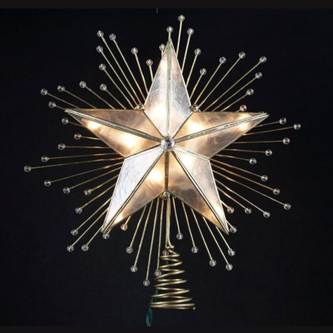 10" Lighted Capiz Star Tree Topper in Brass Finish Lighted Star Tree Topper, Star Christmas Tree Topper, Diy Tree Topper, Unlit Christmas Trees, Christmas Tree Toppers Lighted, Lighted Tree Topper, Christmas Tree Star Topper, Cross Christmas Tree, Star Christmas Tree