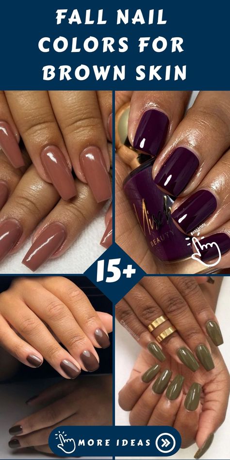 Fall Nails On Tan Skin, Acrylic Nail Colors For Fall, Thanksgiving Nails Solid Colors, Zoya Fall Nail Colors, Nail Colors For Thanksgiving, Fall Nail Colors On Dark Skin, Acrylic Nails For Brown Skin Tone, Fall Nails For Dark Skin Tone, Fall Nails On Dark Skin