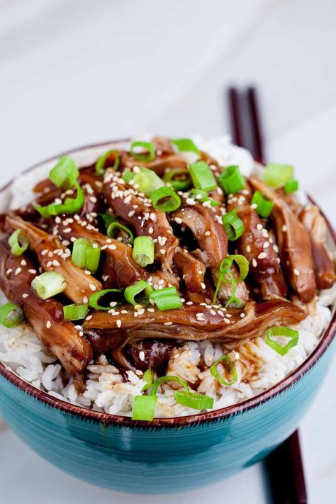 Pottery bowl filled will chicken teriyaki and rice. Chicken Teriyaki And Rice, Slow Cooker Teriyaki Chicken, Slow Cooker Teriyaki, Slow Cooker Dinner Recipes, Better Than Takeout, Chicken Teriyaki, Slow Cooker Dinner, Harvest Recipes, Supper Ideas