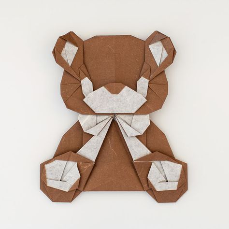 Paper Crafts Animals, Paper Craft Animals, Bear Origami, Origami Bear, Origami Instructions For Kids, Easy Origami Animals, Craft Animals, Teddy Bear Crafts, Diy Teddy Bear