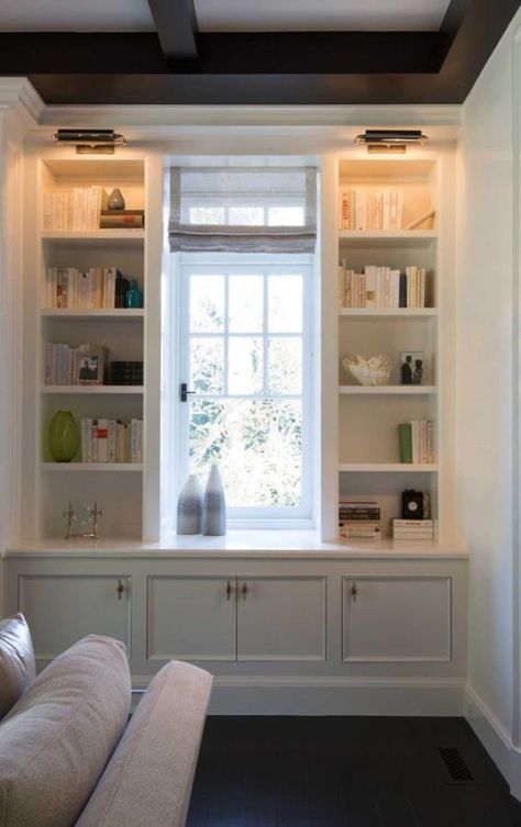 Library lights above built in joinery. Library Lights, Hall Storage, Alcove Storage, Bookshelf Lighting, Bookcase Lighting, Living Room Built Ins, Urban Electric, Built In Bookcase, Built In Cabinets