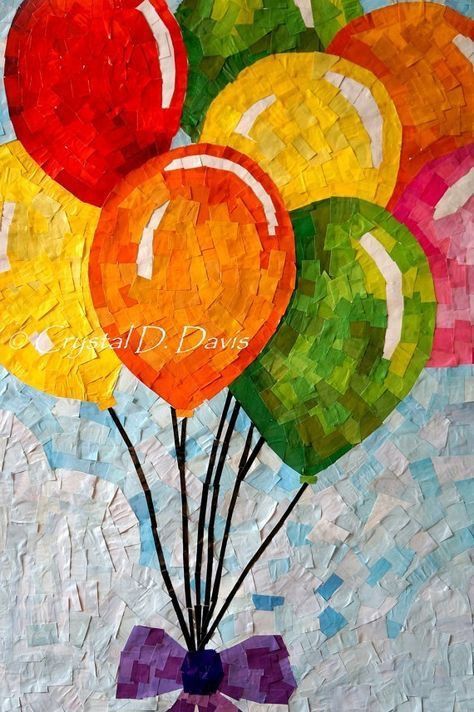 #collage #balloons #collageart by Crystal D. Davis Kolaj Art Ideas, Kolaj Art, Magazine Mosaic, Burung Kakatua, Mosaic Collage, Balloon Mosaic, Paper Mosaic, Recycled Magazine, Art Quilling