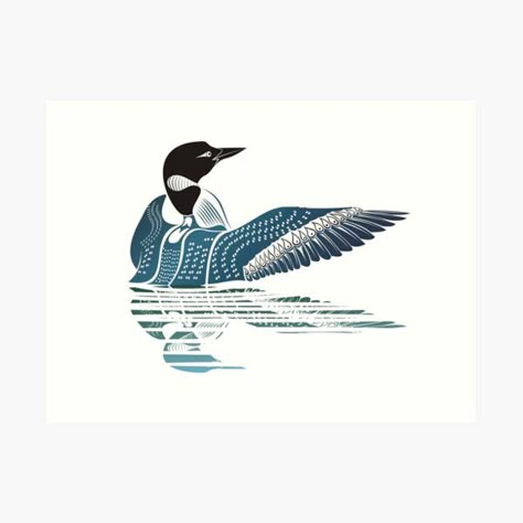 Loon Clip Art, Loon Print, Loon Tattoo Ideas, Loon Illustration, Loon Tattoo, Maine Tattoo, Loon Art, Carved Stamps, Hand Carved Stamps