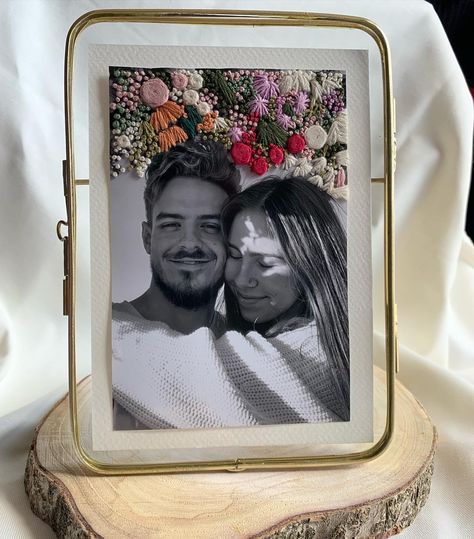 Embroidered photo print🌺 bring your photo to life with a pop of colourful thread🧵 Swipe to see the inspo photo for the flowers! My favourite thing about embroidery is that you can make such special gifts for your loved ones! So happy I can finally show this one I embroidered for Jacob’s birthday🥰 #embroidery #embroideryartwork #embroiderersofinstagram #embroideredflowers #flowermeadow #nature #personalisedgifts #photogifts Embroidered Photography, Embroidered Photo Art, Birthday Embroidery, Photo Embroidery, Embroidered Photo, Birthday Post Instagram, Birthday Post, Ideas Embroidery, Embroidery Template