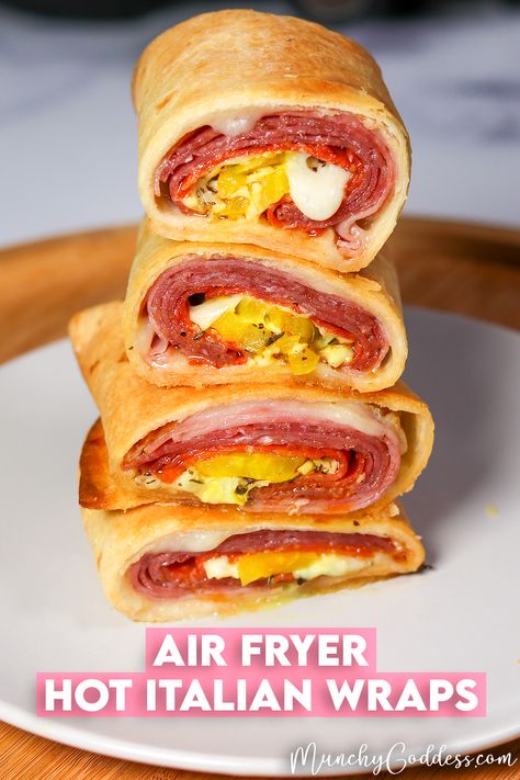 Easy Air Fryer Hot Italian Wraps Italian Wraps, Italian Wrap, Banana Peppers, Air Fried Food, Deli Style, Air Fryer Oven Recipes, Lost 100 Pounds, Air Fryer Dinner Recipes, Easy Air Fryer