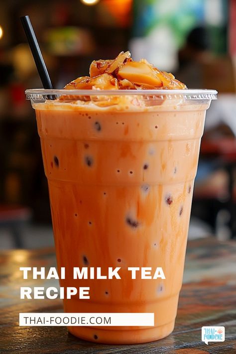 Love drinking Thai milk tea at your favorite Thai place? Make it at home! Easier, more affordable and tastes even better! How To Make Thai Tea At Home, Iced Thai Milk Tea, Tai Tea Recipe, Honey Milk Tea Recipe, Minuman Thai Tea, Thai Milk Tea Recipe, Vegan Thai Tea, Things To Make Boyfriend, Thai Tea Cup