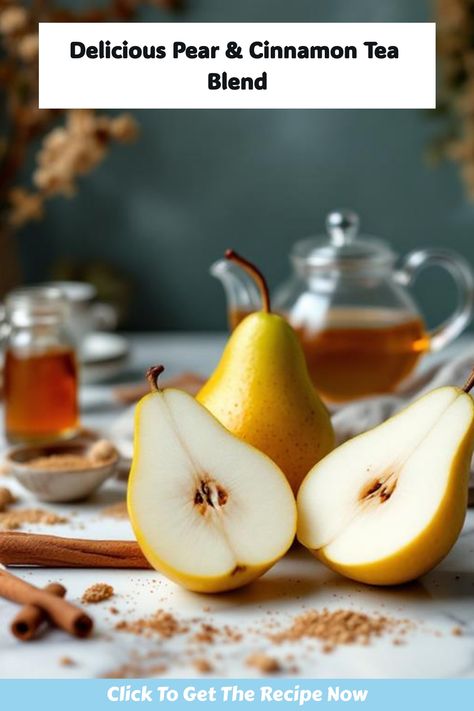 Pear and cinnamon tea blend with fresh pears and cinnamon sticks. Herbal Honey, Pear Tea, Infused Recipes, Tea Infusion, Medicine Recipes, Herbal Medicine Recipes, Sliced Pears, Diy Cocktails, Cozy Drinks