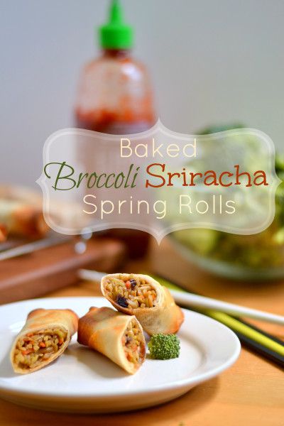 Crispy Baked Broccoli Sriracha Spring Rolls - skip oil Sriracha Broccoli, Gf Tortillas, Baked Broccoli, Rolls Food, Vegetarian Appetizer, Vegan Appetizer, Food Doodles, Low Carb Vegetarian Recipes, Vegetarian Side Dishes