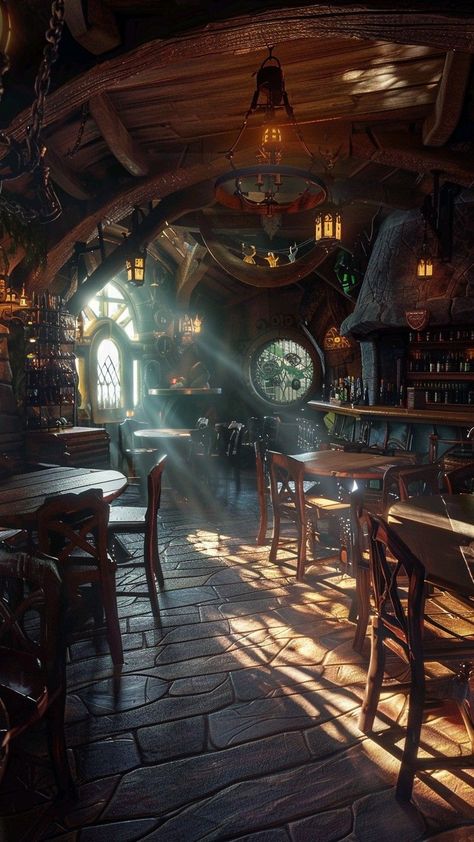 Fantasy Inn, Gothic Setting, Cyberpunk Inspiration, Fantasy Architecture, Vintage Witch Art, Fantasy Furniture, Episode Backgrounds, Easy Magic, House Design Pictures