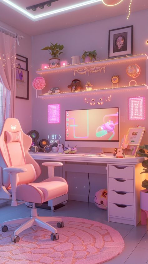 Games Room Inspiration, Gamer Bedroom, Dream Bedroom Inspiration, Gamer Room Decor, Game Room Ideas, Decor Studio, Mobile Legends Bang Bang, Gaming Room Setup, Cute Room Ideas