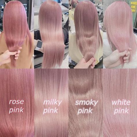 Best Hair Dye Colors For Blondes, Korean Hairstyle Color Hair Dye, Light Dyed Hair Colors, Very Light Pink Hair, Pink Lemonade Hair Color, Pink Light Hair, Hair Color Aesthetic Korean, Light Pink Hair Ideas, Types Of Pink Hair