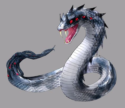 Phantom Snake Concept Art - Fate/Samurai Remnant Art Gallery Snake Magic Art, Snake Monster Concept Art, Snake Creature Design, Snake Monster Art, Snake Person Character Design, Fantasy Snake Art, Snake Fantasy Art, Snake Concept Art, Snake Character Design