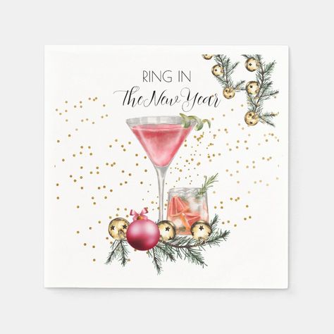 New Year's Eve Party Ring In The New Year  Napkins Cocktail Ornaments, Etsy Shop Ideas Diy, New Years Eve Images, Watercolor Portrait Painting, New Year's Party, Making Spirits Bright, Etsy Shop Ideas, New Year's Eve Party, Holly Berry