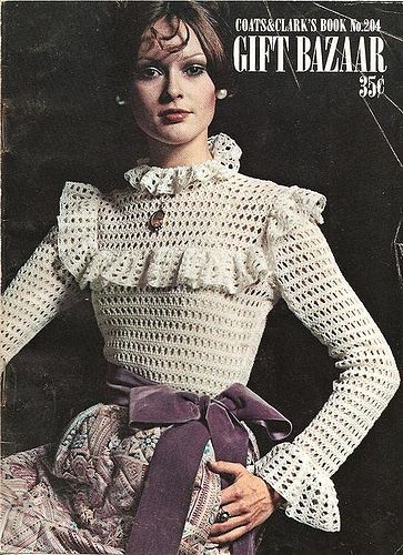 Ravelry: Coats & Clark #204, Gift Bazaar Crochet Shirt Pattern, Victorian Shirt, Crochet Blouse Pattern, Retro Crochet, Crochet Costumes, Victorian Blouse, Vintage Crochet Patterns, Mode Crochet, Vintage Crochet Pattern