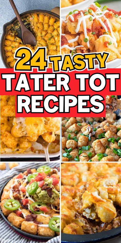 Tater tot recipe ideas and easy tater tot recipes including tater tot side dishes Rustic Tomato Tart, Tator Tot Breakfast, Tator Tot Recipe, Tot Recipes, Tot Nachos, Tater Tot Nachos, Tot Breakfast Casserole, Loaded Tater Tots, Tater Tot Recipes