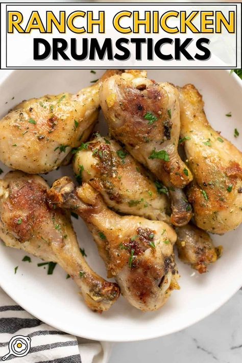 Ranch chicken drumsticks are an easy and flavorful main dish for dinner that you can make with just a few simple ingredients. Chicken Thigh And Drumstick Recipes, Recipes For Chicken Drumsticks, Recipes For Drumsticks, Ranch Drumsticks, Ranch Chicken Drumsticks, Budget Bytes Recipes, Chicken Breast Dishes, Grocery Ideas, Inexpensive Recipes