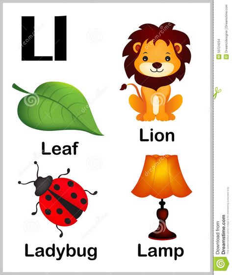 Alphabet letter L pictures stock vector. Illustration of ladybug - 50724234 Alphabet Letters Images, Alphabet Letter Crafts, Colorful Alphabet, Alphabet Words, Alphabet Phonics, Alphabet Pictures, Alphabet Worksheets Preschool, Learning English For Kids, Alphabet Activities Preschool