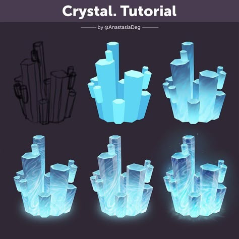 Crystal Tutorial, Background References, الفن الرقمي, Digital Painting Techniques, Concept Art Tutorial, Props Art, Digital Art Beginner, Coloring Tutorial, Digital Painting Tutorials