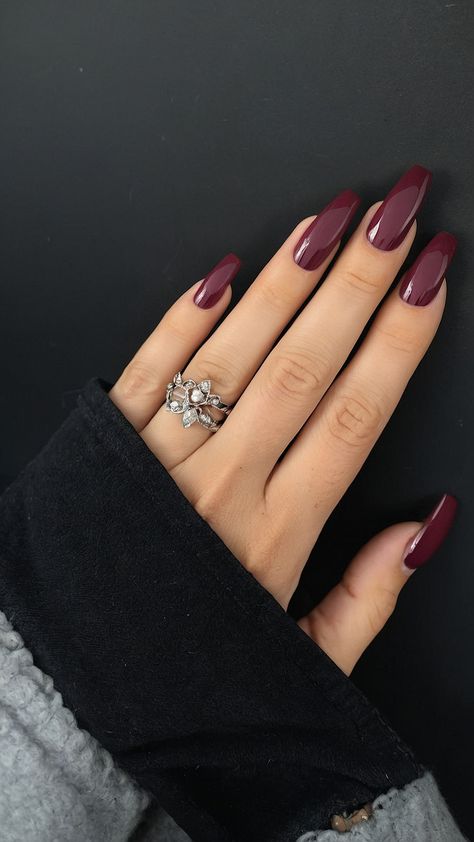 Discover stunning fall nails ideas for autumn inspiration Explore a variety of colors designs and trends from simple to cute early summer to subtle neutrals Stay trendy with these must-try nail designs this season Wine Nails, Simple Fall Nails, Maroon Nails, November Nails, Fall Acrylic Nails, Burgundy Nails, Fall Nail Colors, Autumn Nails, Fall Nail