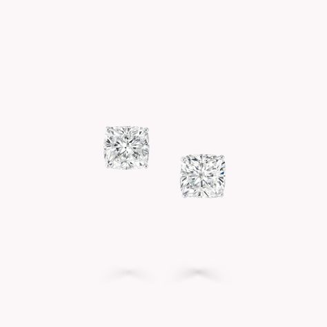 Cushion Cut Diamond Stud Earrings | Graff Cushion Cut Earrings, White Diamond Jewelry, Graff Diamonds, Cushion Cut Solitaire, Diamonds Earrings, Cushion Cut Diamond, Fine Diamond Jewelry, Platinum Jewelry, Cushion Cut Diamonds