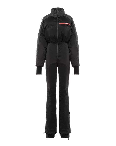 Prada Ski Jacket, Black Overalls Outfit Winter, Overalls Outfit Winter, Black Overalls Outfit, Snow Jumpsuit, Ski Jumpsuit, The Goose, Snow Outfit, Sustainable Manufacturing