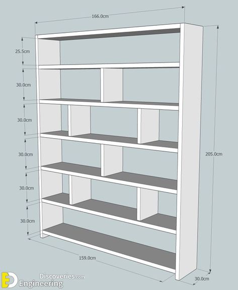 Important Dimensions And Ideas For Designing Libraries | Engineering Discoveries Regal Design, Home Library Design, Bookshelf Design, Wooden Bookcase, Bookshelves Diy, Book Shelves, Shelf Design, Home Library, Design Case