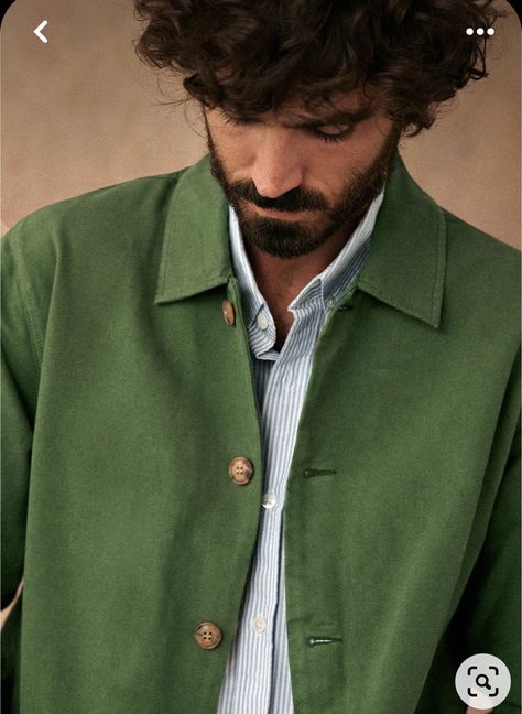 Masculine Fashion, Garden Chic, Canvas Jacket, Photography Poses For Men, Summer Jacket, Raw Denim, Grey And Beige, Poses For Men, Navy And Green