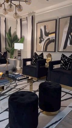 Gray And Silver Living Room Decor, Grey Black And Off White Living Room, White And Black Aesthetic Living Room, Black Gold Silver Living Room Decor, Ivory Black And Gold Living Room, Black And Gold Aesthetic Living Room, White Black And Gold Decor, Cream Black Gold Living Room, Black And White Furniture Ideas