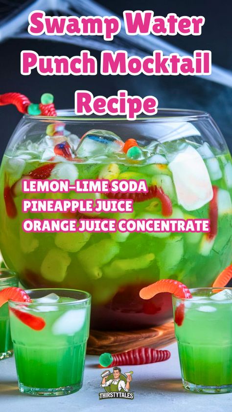 Dive into the spooky season with our Swamp Water Punch Mocktail Recipe! This non-alcoholic delight is perfect for Halloween celebrations, featuring a creepy blend of vibrant colors and refreshing flavors. Discover how to make this festive Swamp Water Punch, ideal for parties and gatherings. Our Eerie Swamp Water Mocktail is sure to impress guests of all ages. Check out our Swamp Water Punch Recipe for a fun, family-friendly drink that’s both delicious and visually striking. Swamp Water Punch, Glowing Drinks, Punch Non Alcoholic, Punch Recipes Non Alcoholic, Punch Mocktail, Drinks Mocktail, Halloween Punch Recipes, Swamp Water, Fun Drink Recipe