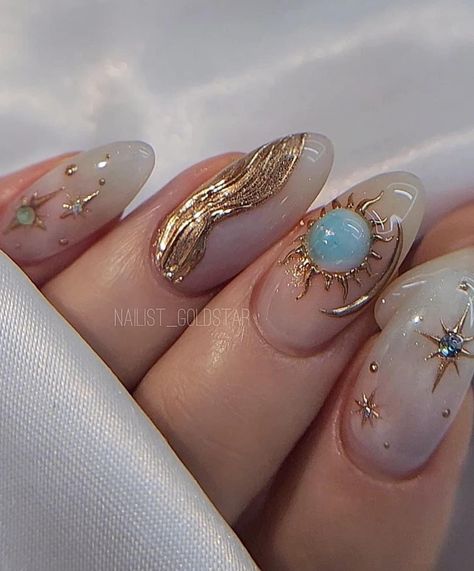 Mystic Nails, Sun Nails, Horror Nails, Opal Nails, Tropical Nails, Chic Nail Art, Nail Techniques, Vintage Nails, Magic Nails