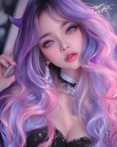 Lovely lavender 💖 #huely2024 @nickocreates.ai Purple Hair Character, Fete Emo, Moon Goddess Art, Girl Animation, Anime Purple Hair, Pretty Nature Pictures, Flurry Heart, Dark Purple Hair, Android Wallpaper Art