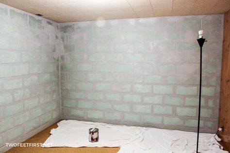 The process of painting cinder block walls in a basement this is for unpainted blocks or if you want to repaint your cinder block walls. #twofeetfirst Painting Basement Walls, Cinder Block Paint, Painting Concrete Walls, Concrete Basement Walls, Basement Paint, Unfinished Basement Ideas, Basement Decoration, Basement Painting, Old Basement