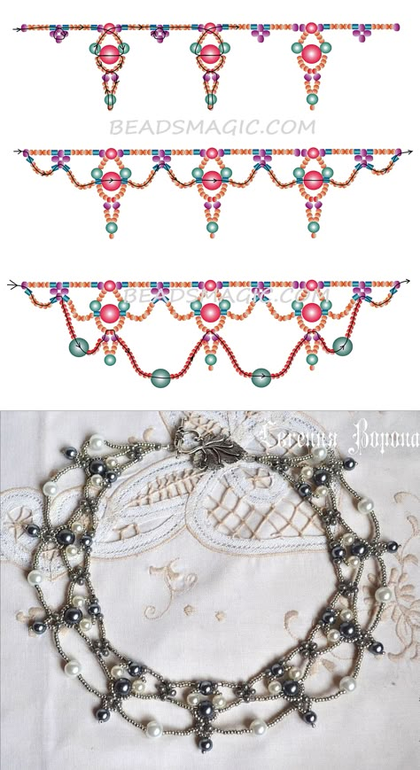 Beads Magic, Seed Bead Tutorials, Beaded Necklace Patterns, Beading Jewelery, Beaded Necklace Diy, Beaded Jewelry Tutorials, Necklace Patterns, Handmade Jewelry Tutorials, Beaded Bracelet Patterns