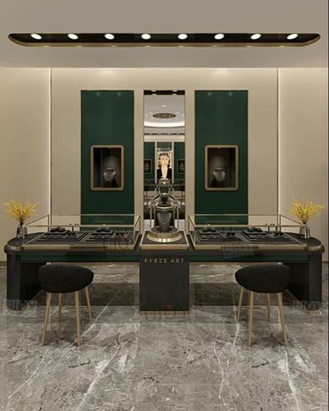 Ujoy high end jewelry retail store showcases The store uses dark green and off-white to create a color contrast. The main body of the jewelry showcases are made of black and gold double-color stainless steel, which is overall high-end and elegant. If you want to get more information of watch store showcase, contact us now. Website：https://www.ujoydisplay.com WhatsApp：+86-15915356787 #jewelrystore #jewelryshop #jewelryretail #jewelryretailer #highendjewelry #jewelryclub #jewelryshowcase #je... Jewellery Shop, Jewellery Store, Jewelry Store, Jewelry Store Interior, Jewelry Shop Display, Jewellery Shop Design, Jewelry Store Design, Jewellery Showroom, Store Interiors