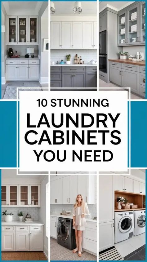 10 Stunning Modern Laundry Room Cabinet Ideas You’ll Love 11 Room Cabinet Ideas, Laundry Room Cabinet Ideas, Modern Laundry Room, Laundry Room Cabinet, Cabinet Solutions, Diy Locker, Small Laundry Room Makeover, Laundry Room/mud Room, Two Tone Cabinets