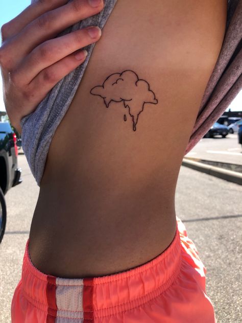 Angus Cloud Tattoo, Cloud 9 Tattoo, Cute Cloud Tattoo, Moon And Ocean Tattoo, Head In The Clouds Tattoo, Melting Tattoo, Rain Cloud Tattoos, Cloud Tattoo Ideas, Moon And Ocean