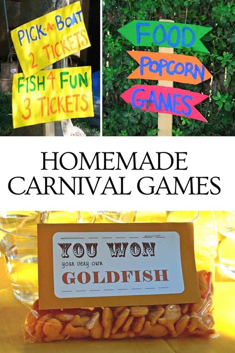 Homemade Carnival Games Diy Carnival Tickets, Indoor Carnival Games For Adults, Fair Activities Carnival Games, Carnival Food At Home, Carnival Water Games, Carnival Games At Home, Prizes For Carnival Games, Carnival Projects For Kids, Fair Themed Activities