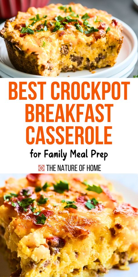 Make your mornings stress-free with this family-sized Crockpot Breakfast Casserole! Loaded with delicious ingredients like eggs, sausage, and cheese, it’s the ultimate make-ahead meal for busy weekdays or laid-back weekends. Save this pin to enjoy an easy breakfast that practically cooks itself. Crock Pot Breakfast Casserole Sausage, Best Crockpot Breakfast Recipes, Crockpot Sausage Egg Casserole, Crockpot Breakfast Casserole Sausage Overnight, Breakfast Brunch Recipes Make Ahead, Dump And Go Crockpot Breakfast, Egg Casserole In Crockpot, Crockpot Frittata, Crockpot Egg Bake Overnight